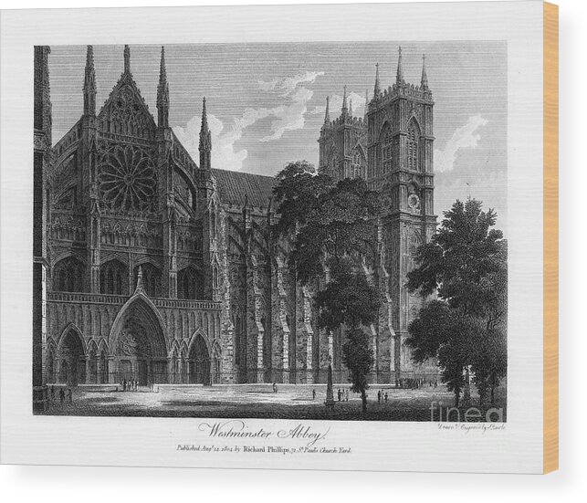 Circa 13th Century Wood Print featuring the drawing Westminster Abbey, London, 1804.artist by Print Collector