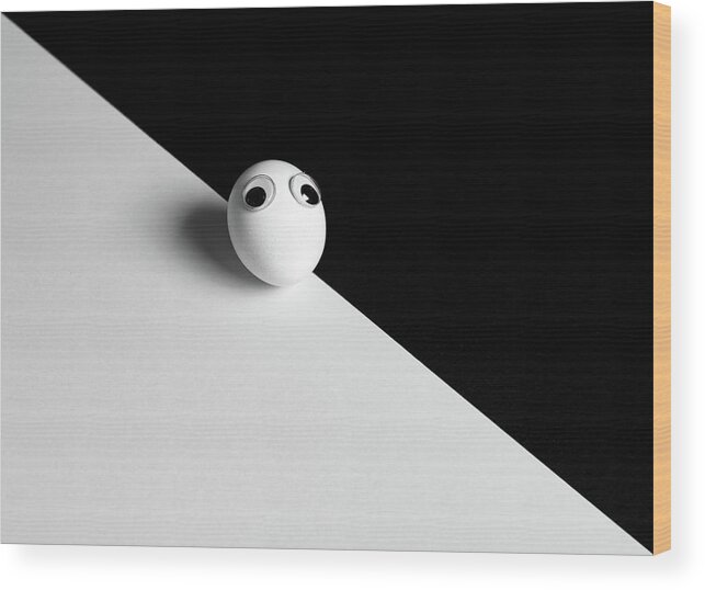 Restaurant Wood Print featuring the photograph White fresh egg with small cute eyes by Michalakis Ppalis