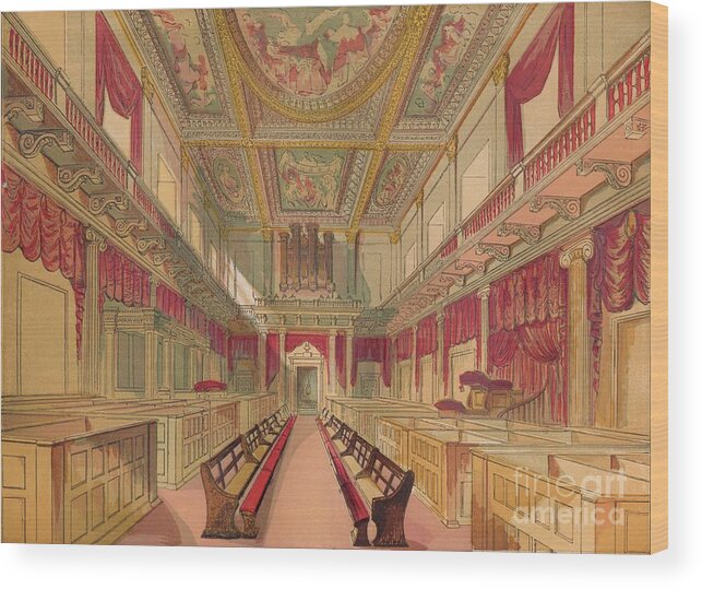 Viewpoint Wood Print featuring the drawing Whitehall Chapel, C1845 by Print Collector