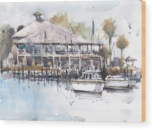  Wood Print featuring the painting Yacht Club Sketch by Gaston McKenzie