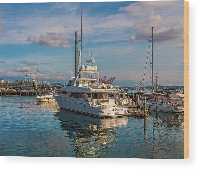 Bay Wood Print featuring the photograph Yachts Sailing in Golden Hour by Darryl Brooks