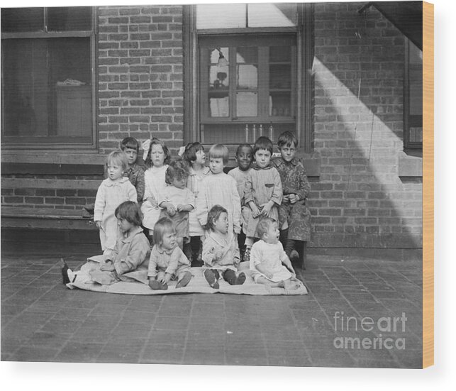 People Wood Print featuring the photograph Youngsters In Hospital Posing Together by Bettmann