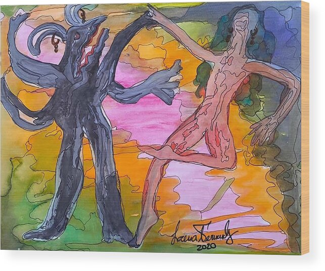  Wood Print featuring the painting Dancing With My Shadow by Lorena Fernandez