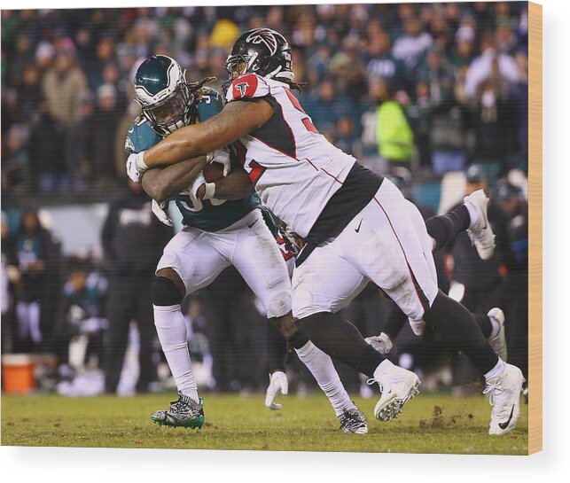 Playoffs Wood Print featuring the photograph Divisional Round - Atlanta Falcons v Philadelphia Eagles #1 by Mitchell Leff