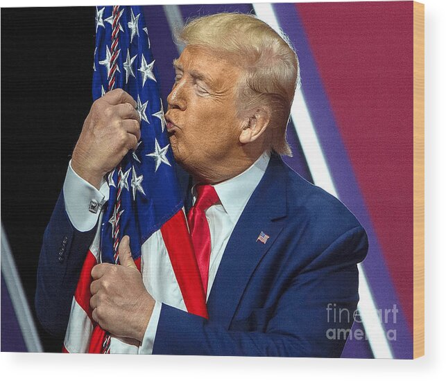 Donald Wood Print featuring the photograph Donald Trump #1 by Action