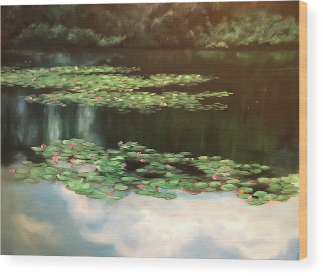 Florida Lake Wood Print featuring the painting Lake Lancaster #1 by Diane Martens