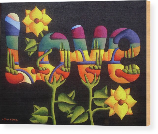 Love Wood Print featuring the painting Love by Alan Kenny
