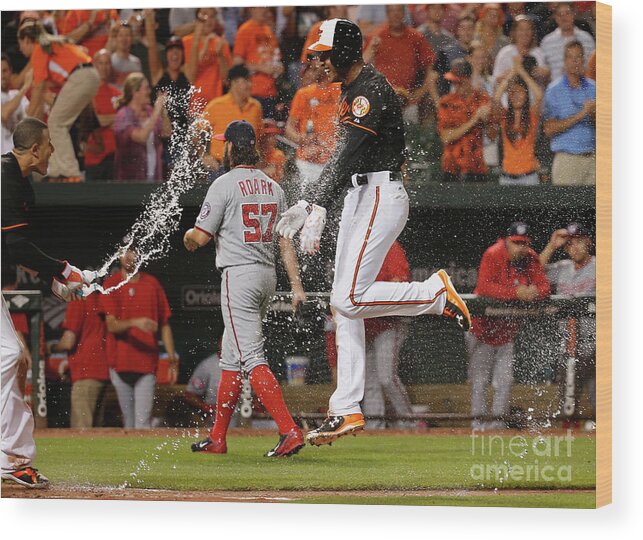 Ninth Inning Wood Print featuring the photograph Manny Machado and Jonathan Schoop by Rob Carr