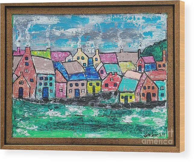  Wood Print featuring the painting Village #1 by Mark SanSouci
