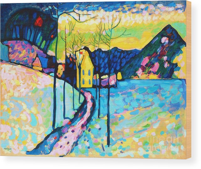 Winter Landscape Wood Print featuring the painting Winter Landscape, 1909 #2 by Wassily Kandinsky