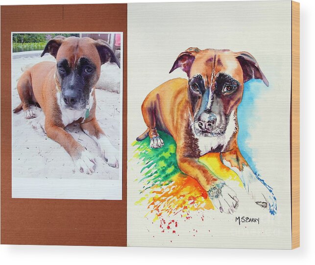  Wood Print featuring the painting Pet Portrait Commission #4 by Maria Barry