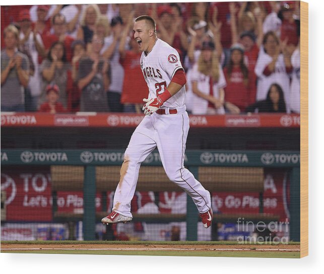 Ninth Inning Wood Print featuring the photograph Mike Trout by Stephen Dunn