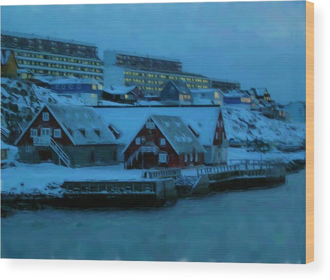 Nuuk Greenland Wood Print featuring the mixed media Nuuk Greenland #6 by Asbjorn Lonvig