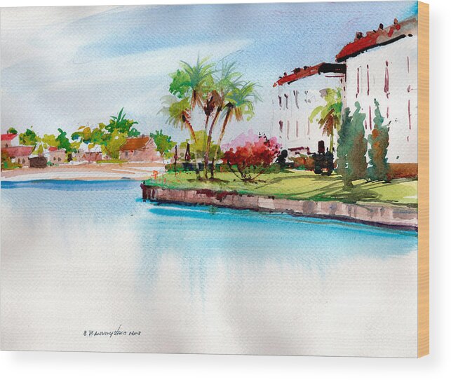 Florida Wood Print featuring the painting A Canal in St Petersburg by P Anthony Visco