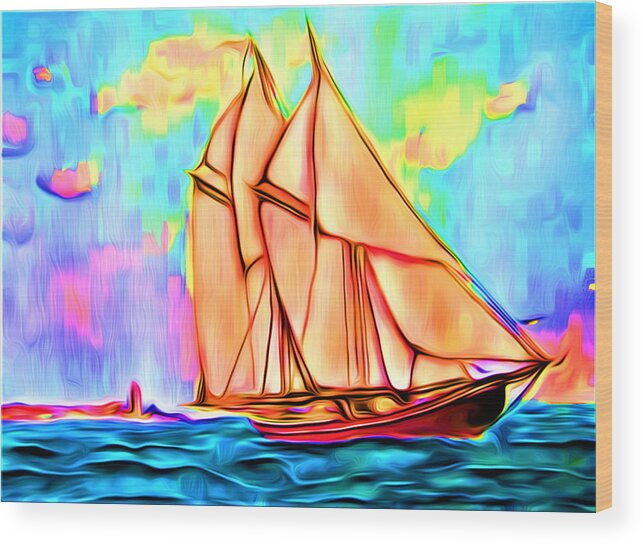 Abstract Wood Print featuring the digital art A Wind at My Sails - Abstract by Ronald Mills