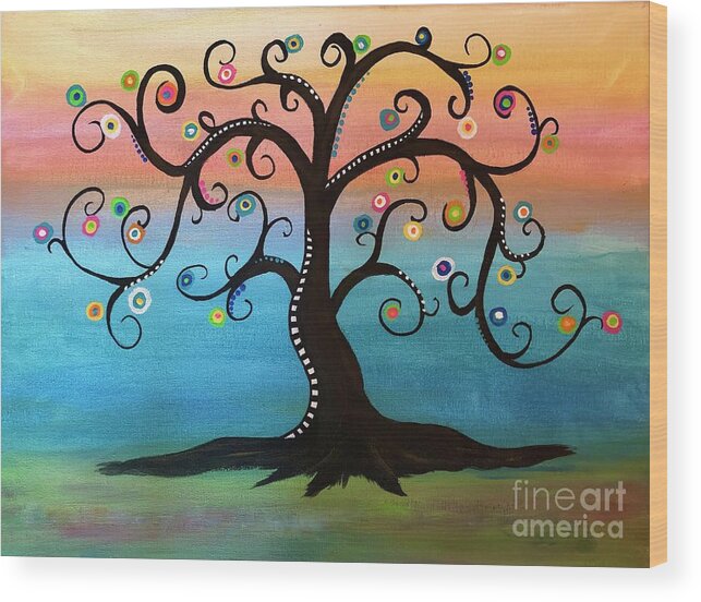 Tree Wood Print featuring the painting Abstract Tree by Elizabeth Gyles Johnson