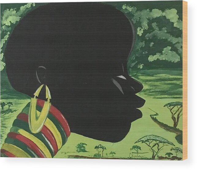  Wood Print featuring the painting Afrocentric Vision Boy by Charles Young