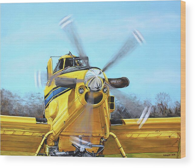 Air Tractor Wood Print featuring the painting Air Tractor 802 Front by Karl Wagner