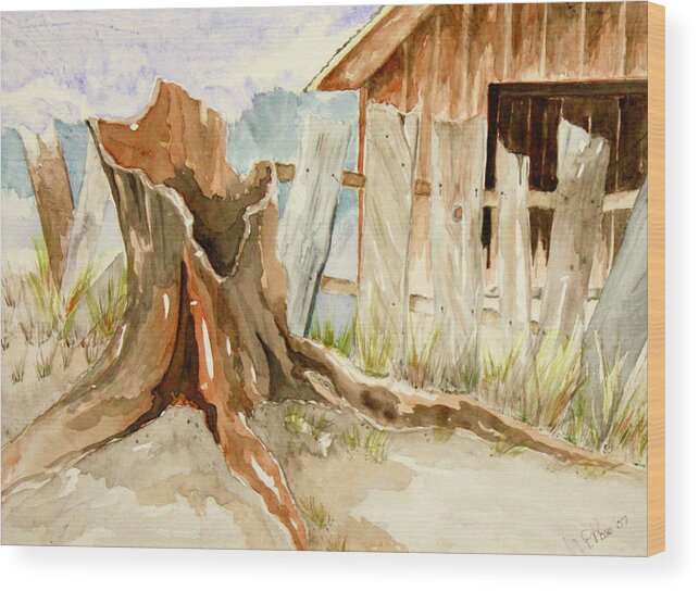Watercolor Wood Print featuring the painting Alone but not lonely by Peggy Rose