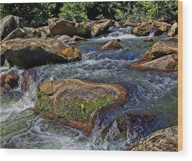 Water Wood Print featuring the photograph And the River Flows On by Allen Nice-Webb