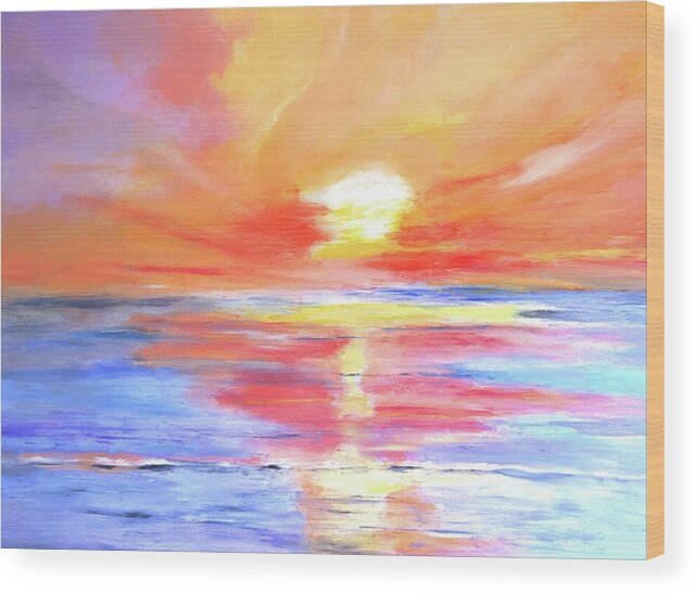 Sunset Wood Print featuring the painting Anegada Sunset by Carlin Blahnik CarlinArtWatercolor