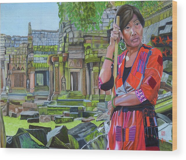 Angkor Wat Wood Print featuring the painting Ankor Wat by Thu Nguyen