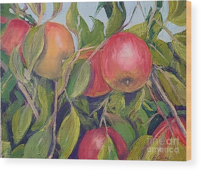 Apples Wood Print featuring the painting Apples at the Lake 2 by Barbara Oertli