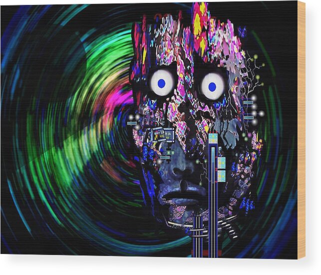 Artificial Intelligence Wood Print featuring the mixed media Artificial Intelligence by Hartmut Jager