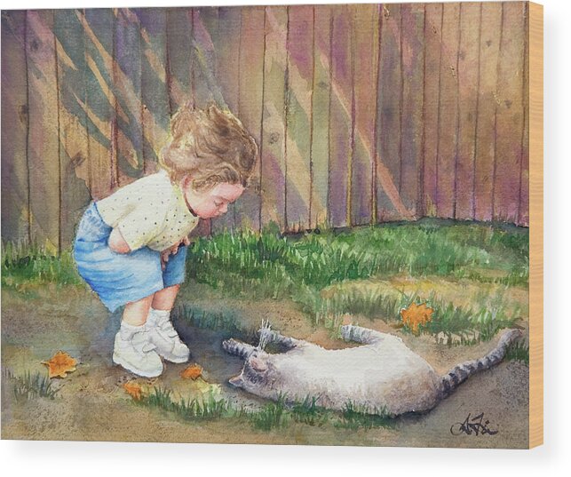 Child Wood Print featuring the painting Autumn Catnip by Arthur Fix