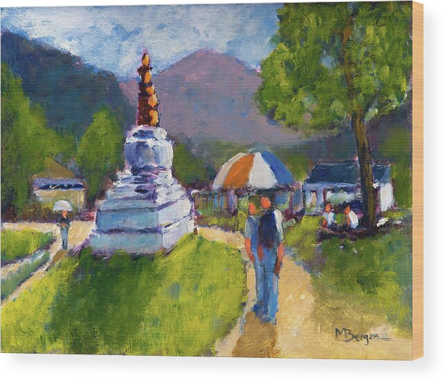 Bhutan Wood Print featuring the painting Bhutan by Mike Bergen
