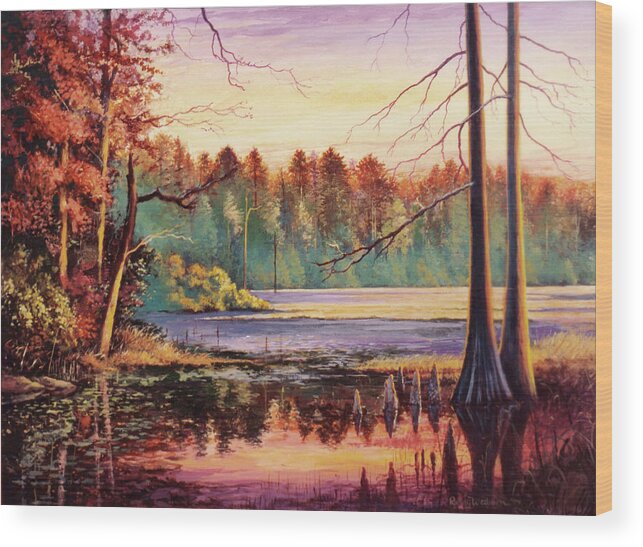 Big Thicket Wood Print featuring the painting Big Thicket Swamp by Randy Welborn