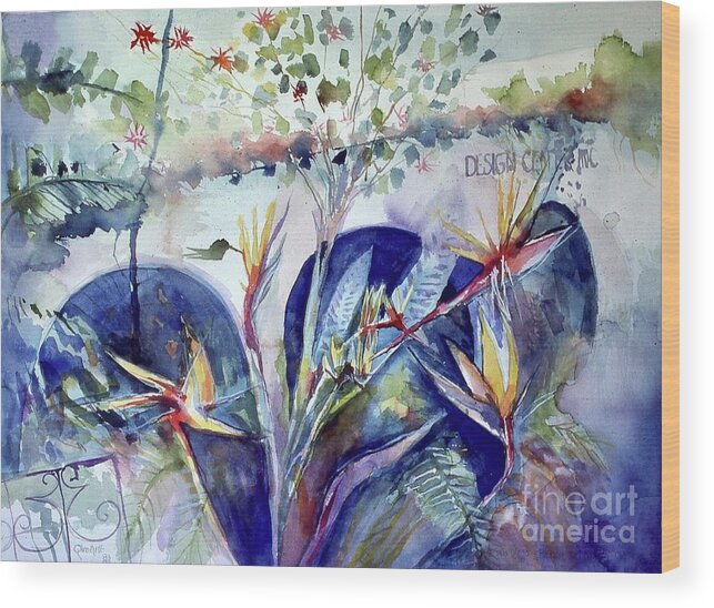 Flowers Wood Print featuring the painting Bird of Paradise by Glen Neff