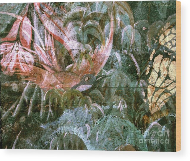 Paradise Wood Print featuring the photograph birds and butterflies paintings - Concrete Jungle by Sharon Hudson