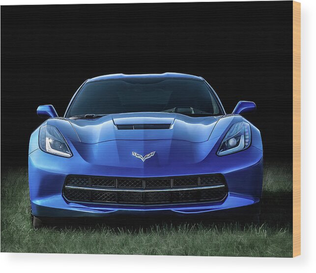 Corvette Wood Print featuring the digital art Blue 2013 Corvette by Douglas Pittman