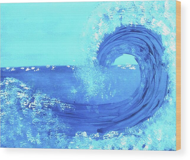 Blue Wood Print featuring the painting BlueWave by Anna Adams