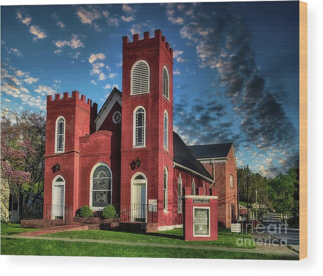 Bluff City Wood Print featuring the photograph Bluff City United Methodist Church by Shelia Hunt