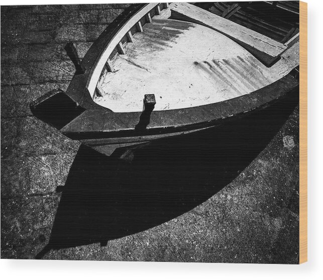 Black And White Wood Print featuring the photograph Boats in the sun #2-Black and white by Al Fio Bonina