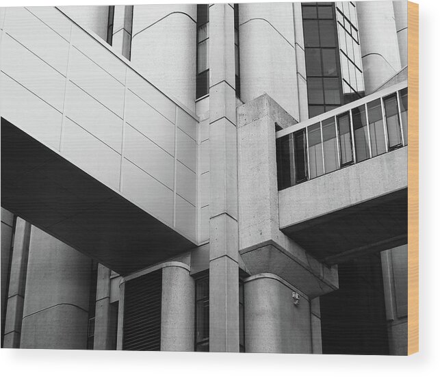 Brutalist Wood Print featuring the photograph Brutalist Junction - Worsley Building Leeds by Philip Openshaw