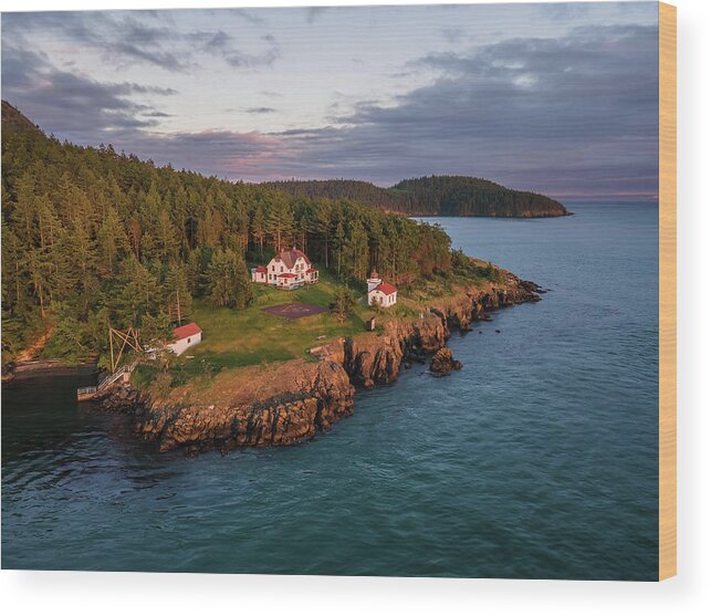 Lighthouse Wood Print featuring the photograph Burrows Island Sunset 2 by Michael Rauwolf
