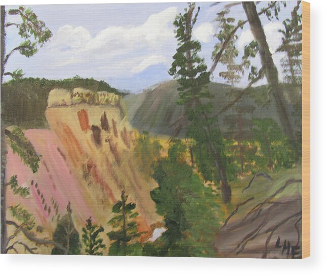 Yellowstone Wood Print featuring the painting Canyon Colors2 by Linda Feinberg