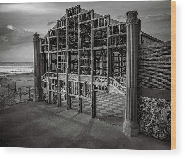 Nj Shore Photography Wood Print featuring the photograph Casino building - Asbury Park by Steve Stanger