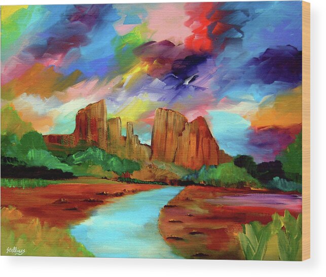Landscape Wood Print featuring the painting Cathedral Glory by Jim Stallings
