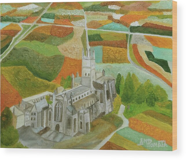 Gloucester Wood Print featuring the painting Cheltenham From The Gloucester Cathedral by Angeles M Pomata