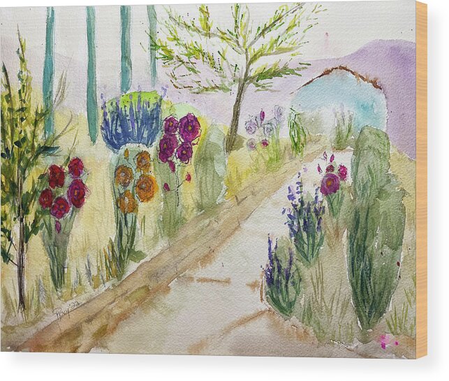 Gershon Bachus Vintners Wood Print featuring the painting Christinas Garden at GBV by Roxy Rich