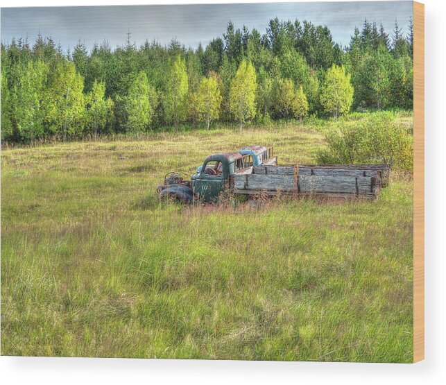 Ford Chevy Wood Print featuring the photograph Classics in Retirement Iceland Style by Kristia Adams