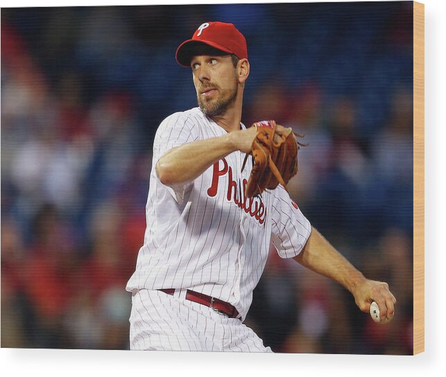 Citizens Bank Park Wood Print featuring the photograph Cliff Lee by Rich Schultz