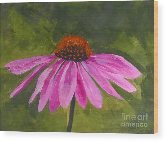 Flower Wood Print featuring the painting Coneflower by Lisa Dionne
