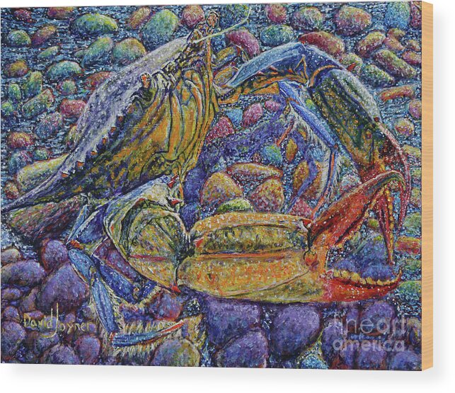Blue Crab Wood Print featuring the painting Crabby by David Joyner