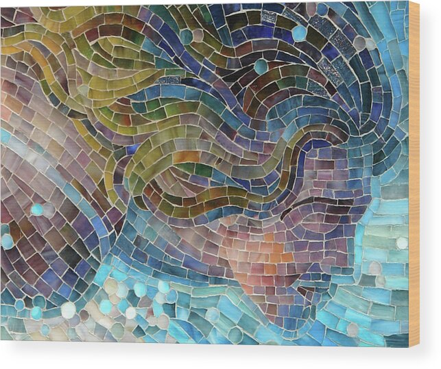 Mosaic Wood Print featuring the glass art Crash by Mia Tavonatti