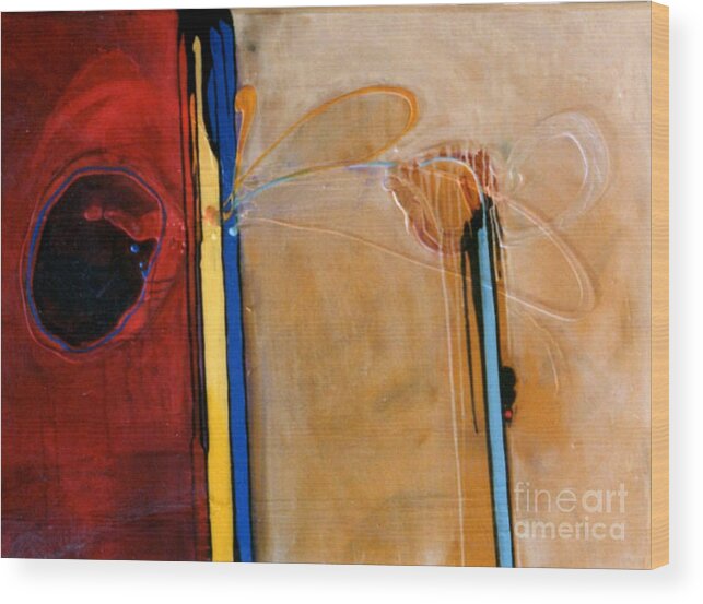 Abstract Wood Print featuring the painting CRY Outgoing by Marlene Burns